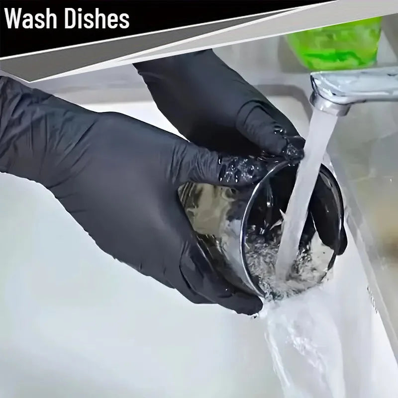 30/50/100PCS Black Nitrile Gloves Household Kitchen Bathroom Cleaning Gloves Dishwashing Nail Art Hair Dye Pets Latex Free