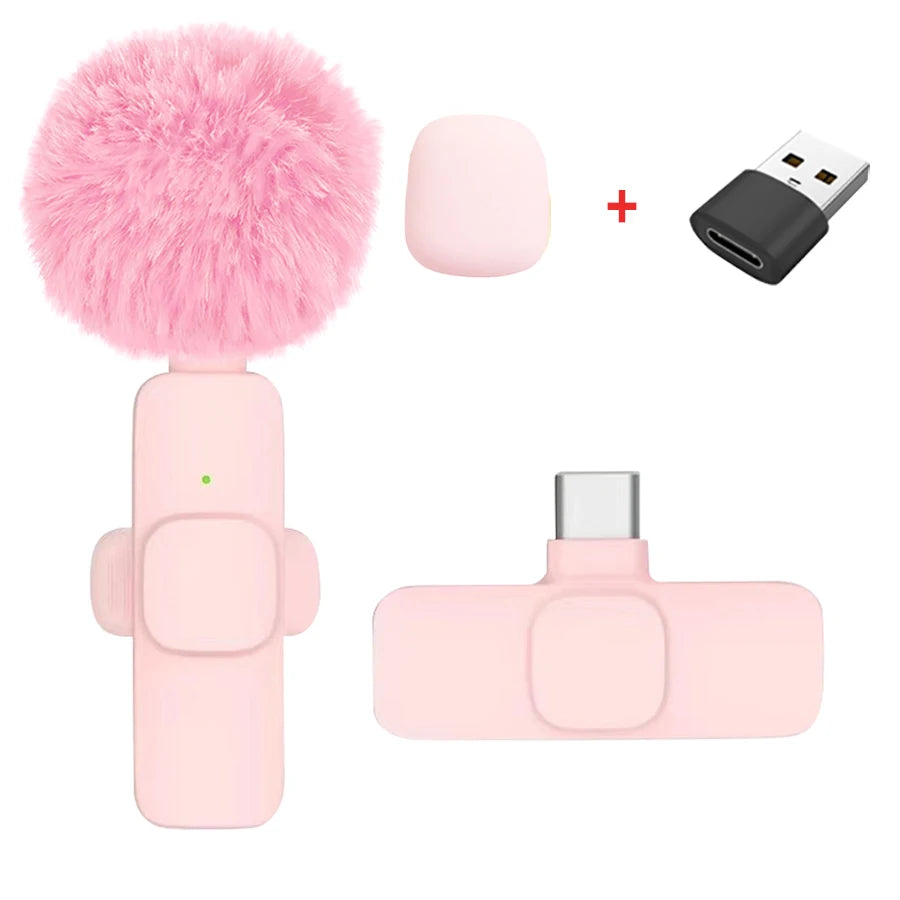 New Wireless Lavalier Microphone Portable Audio Video Recording Mini Microphone for iPhone Android PC Camera Live Gaming Phone
